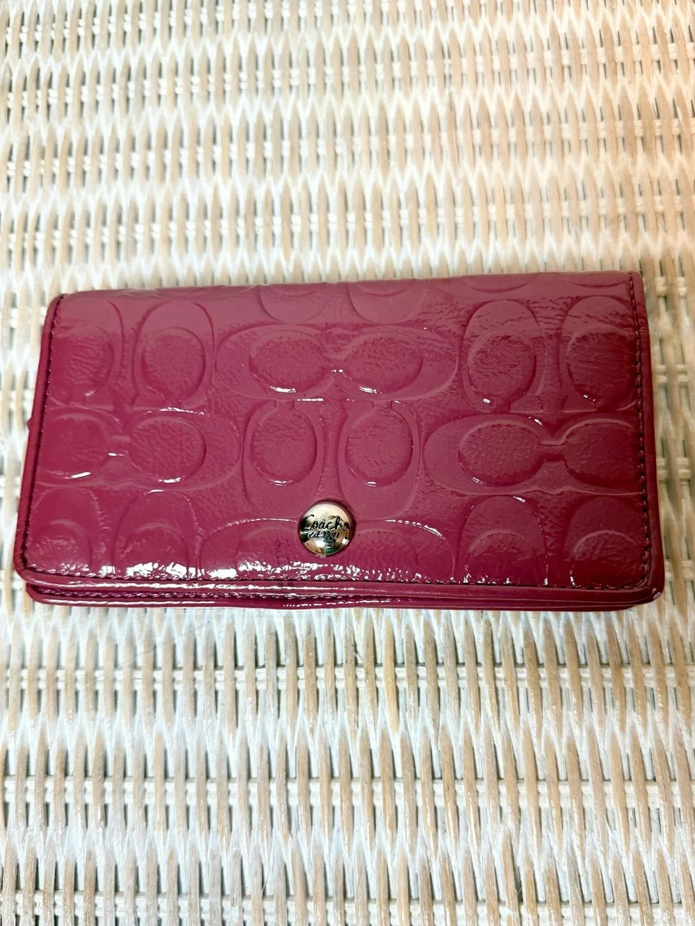 Coach Mauve Pink Patent Leather Signature Bifold Envelope Wallet